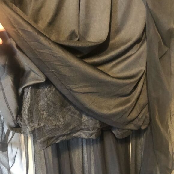 black tulle sequined Hi Low maxi dress Gown / Prom Event Homecoming Size Large - Picture 7 of 12